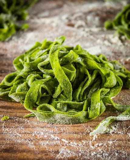 Homemade Fresh Spinach Fettuccine Pasta Dough
