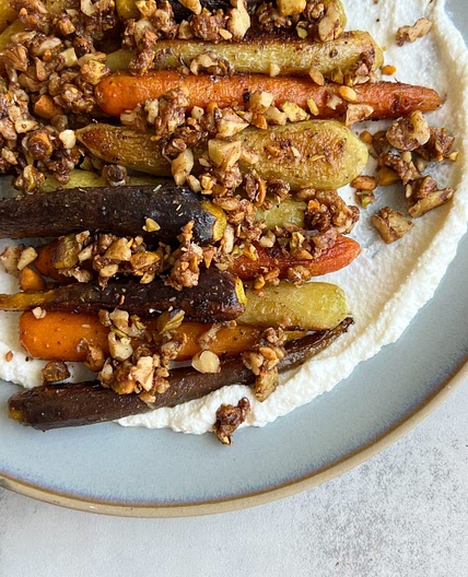 Honey Roasted Carrots with Walnuts and Pistachios