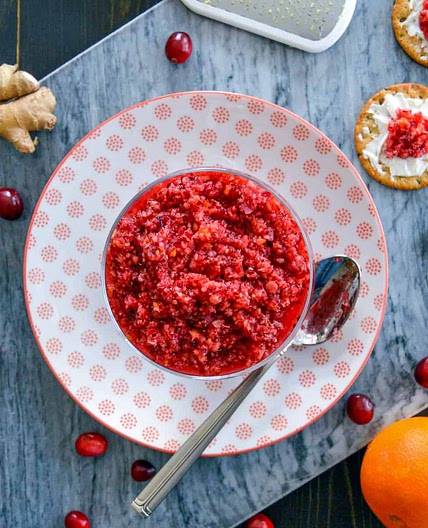 Raw Ginger Orange Cranberry Relish