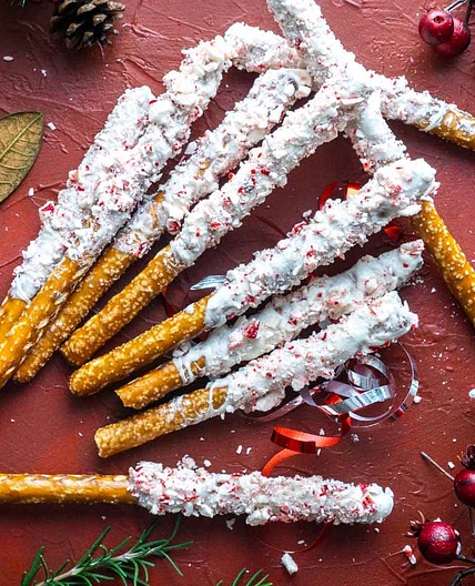 Peppermint White Chocolate Pretzels