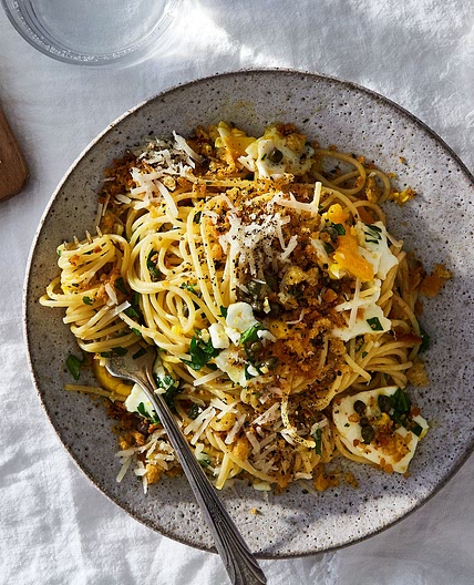 Rhonda's Spaghetti with Fried Eggs and Pangrattato for One