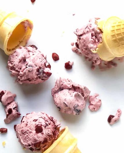 Homemade sour cherry ice cream