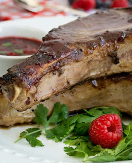 Ribeye Pork Chop Recipe with Berry Cilantro Sauce