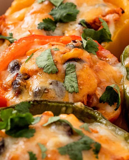 Chicken Stuffed Peppers With Enchilada Sauce