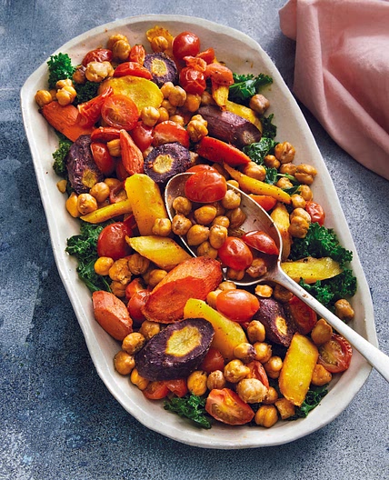Cumin-Roasted Carrots with Chickpeas and Tomatoes