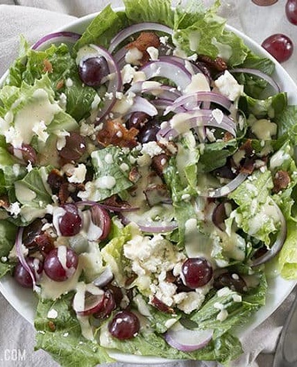 Grape Feta and Bacon Salad with Creamy Dijon Dressing