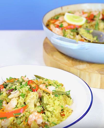 Chicken and prawn paella recipe