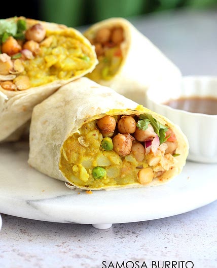 Samosa Wraps - Spiced Potato Chickpea Chutney Burrito