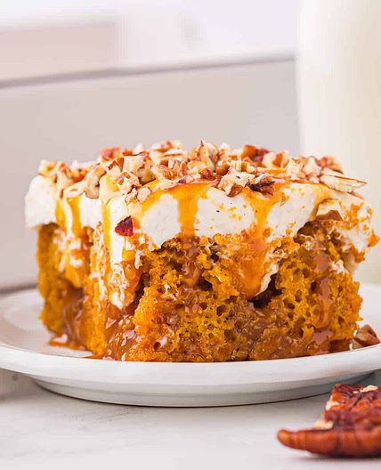 Pumpkin Caramel Poke Cake Recipe