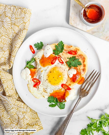 Spicy Egg and Mango Flatbreads