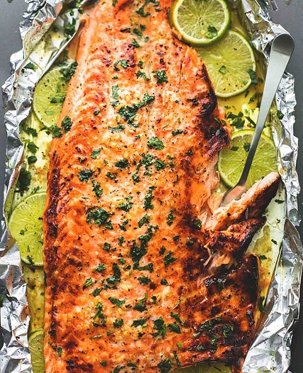 Baked Honey Cilantro Lime Salmon in Foil
