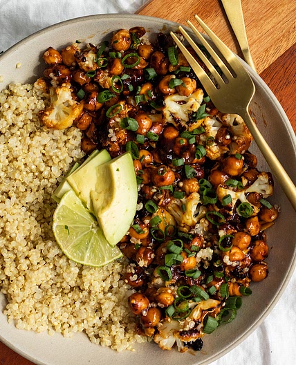 Hot Honey Sticky Cauliflower and Chickpeas