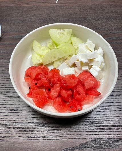 Salade pastèque, concombre, mozzarella