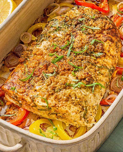 Easy Baked Fish with Garlic and Basil