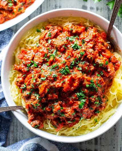 Spaghetti Squash Bolognese {Paleo, Whole30, Low FODMAP}