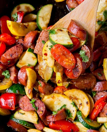 Smoked Sausage and Zucchini Skillet