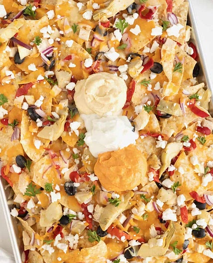 Mediterranean Nachos {The Weeknight Dinner Cookbook}