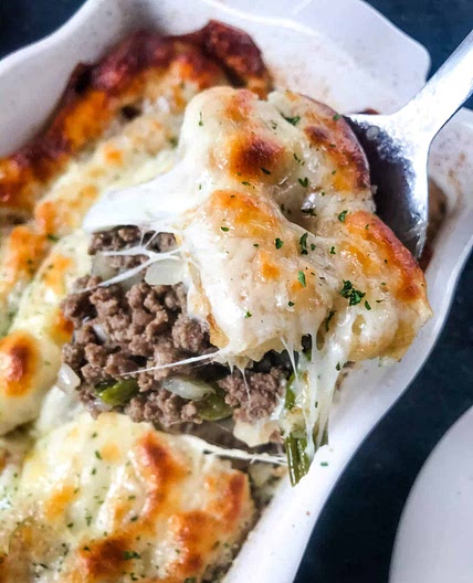 Philly Cheesesteak Tater Tot Casserole