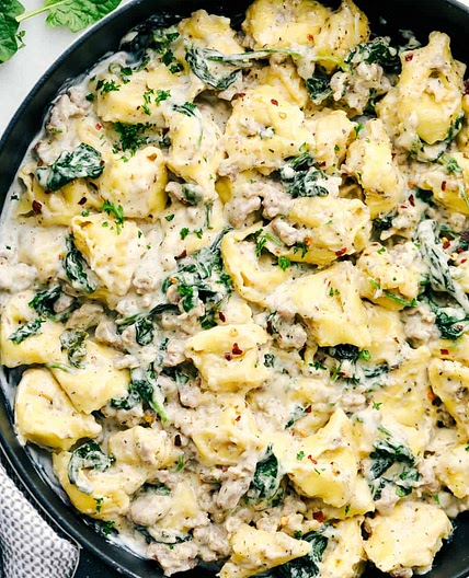 Creamy Sausage Tortellini Skillet