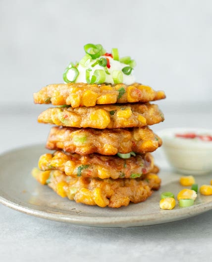 Sweetcorn Fritters with Yogurt dip