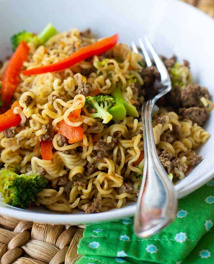 Ground Beef Stir Fry with Noodles
