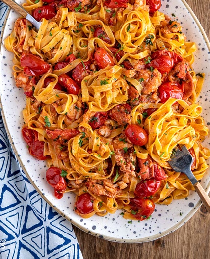 Buttery Lobster Pasta with Fresh Grape Tomatoes