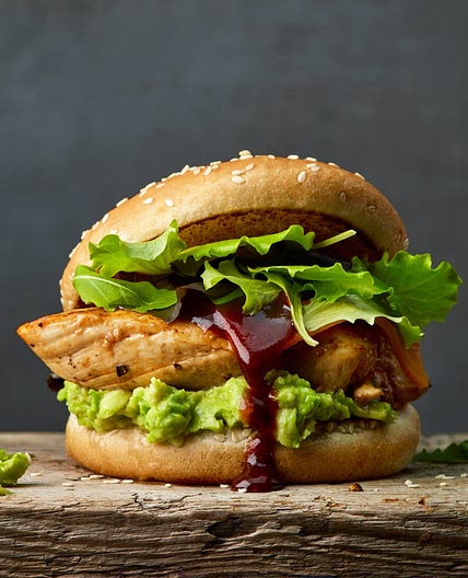 Grilled Chicken Burger with Cranberry and Jalapeno Sauce