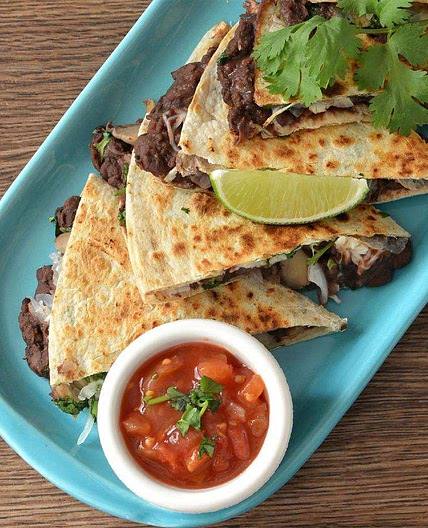Mushroom and Black Bean Quesadillas