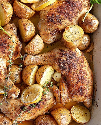 Crispy Oven Roasted Chicken Legs with Potatoes Recipe