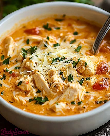 Crock Pot Creamy Chicken Parmesan Soup