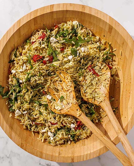 Orzo Pesto Salad with Feta and Tomatoes