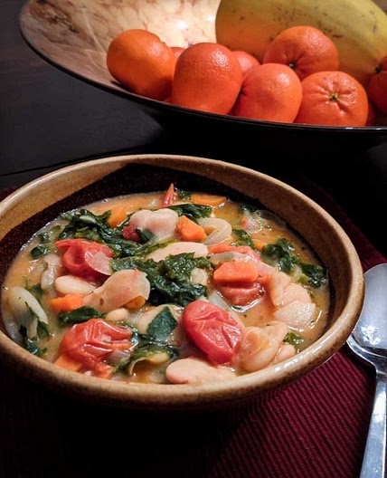 Butter Bean Stew with Tomatoes and Mustard Greens