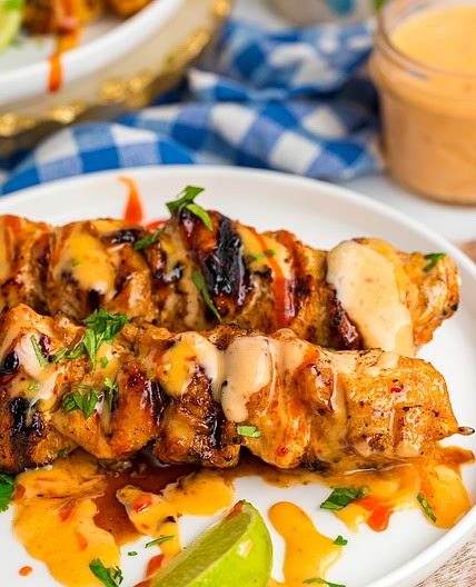 Bang Bang Chicken Skewers