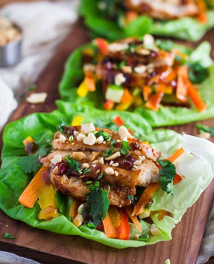 Healthy Thai Chicken Lettuce Wraps