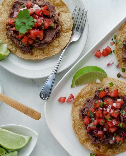 3-Ingredient Refried Bean & Pico de Gallo Tostadas