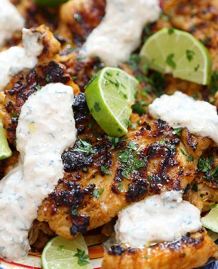 Chili-Lime Grilled Chicken with Cucumber-Mint Sauce