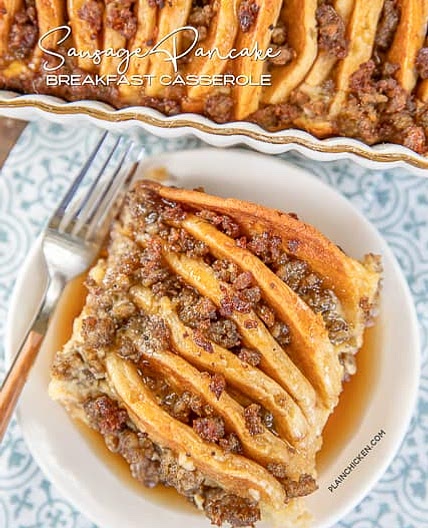 Overnight Sausage Pancake Breakfast Casserole
