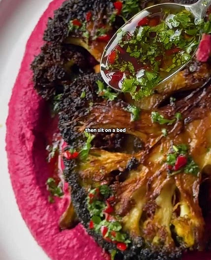 BROCCOLI STEAKS + BEETROOT HUMMUS 🥦