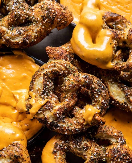 Mini Ranch Pretzels with Buffalo Cheese Sauce