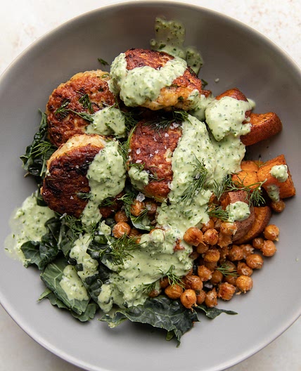 herby chicken meatball bowl