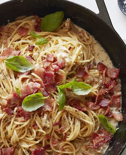 Brie, Bacon and Basil Pasta