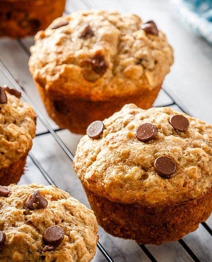 Chocolate Chip Banana Oatmeal Muffins