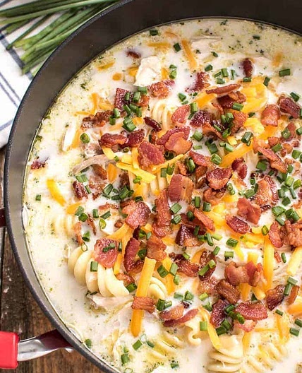 Bacon Cheddar Ranch Chicken Noodle Soup