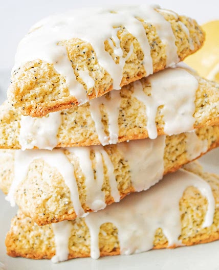 Lemon Poppyseed Scones Recipe with Easy Lemon Glaze