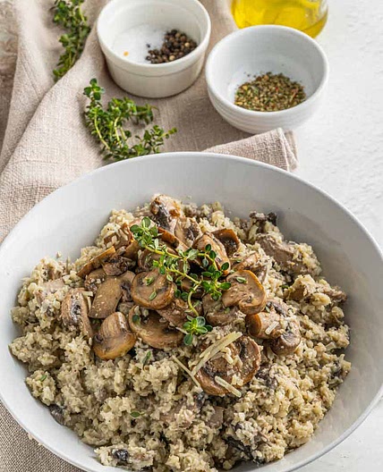 Cauliflower Rice Risotto with Mushrooms