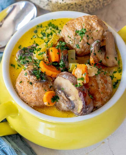 One Pot Creamy Meatball Soup
