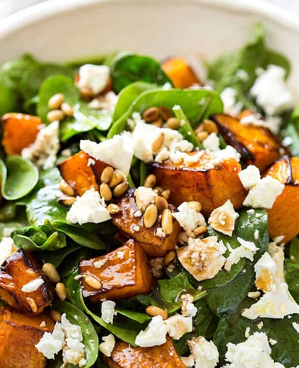 Roast Pumpkin, Spinach and Feta Salad