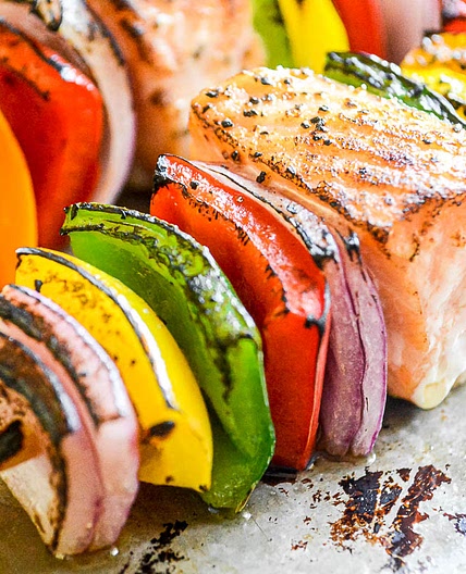 Rainbow Salmon Skewers