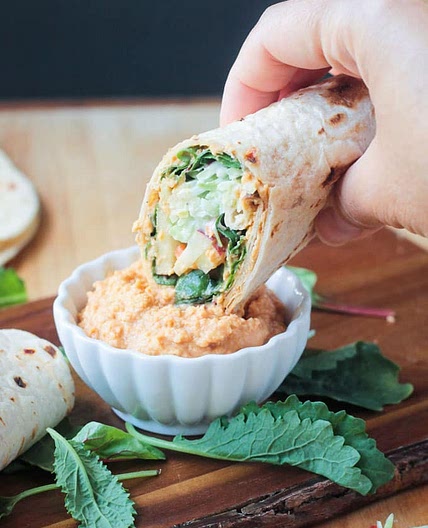Broccoli Slaw Veggie Wrap with Spicy Hummus