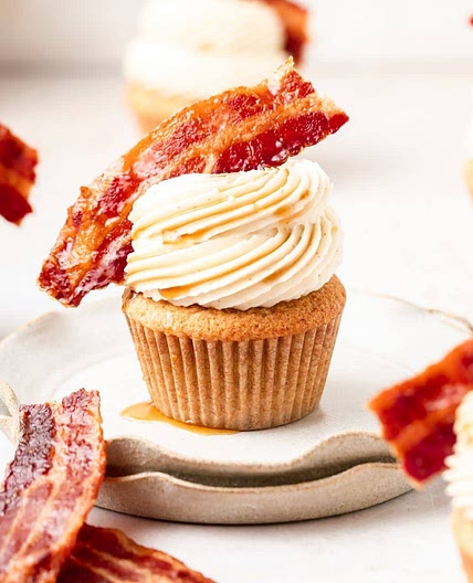 Maple Bacon Cupcakes with Bourbon Brown Butter Frosting
